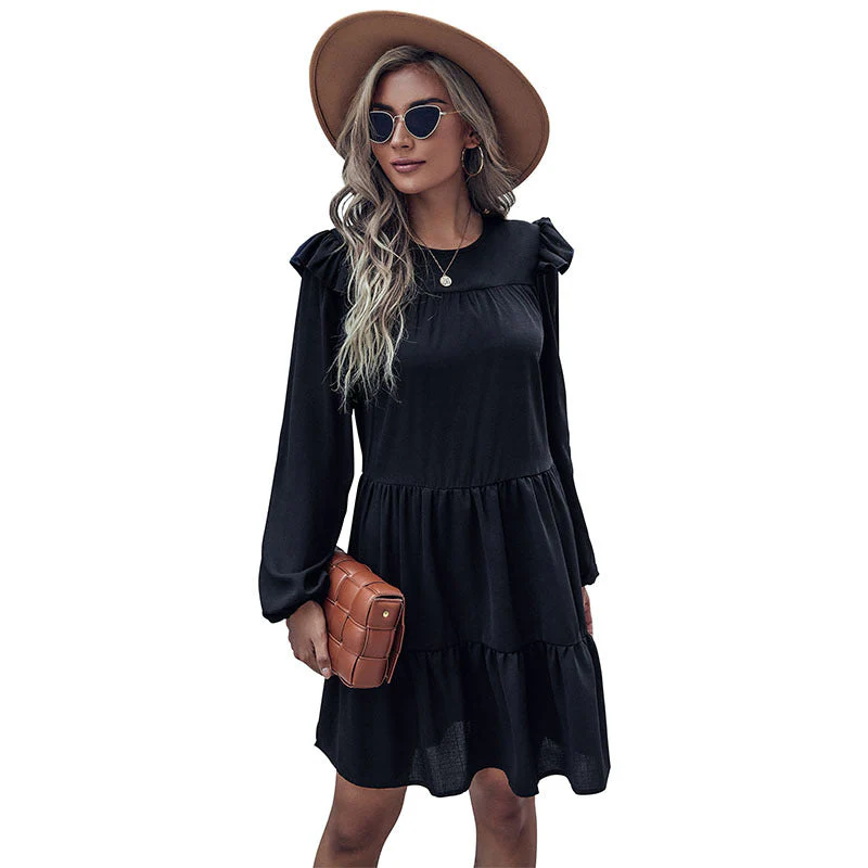 Damen Midi-Kleid mit Rüschendetails und Voluminösem Rock Heidi-Mode - Image 5