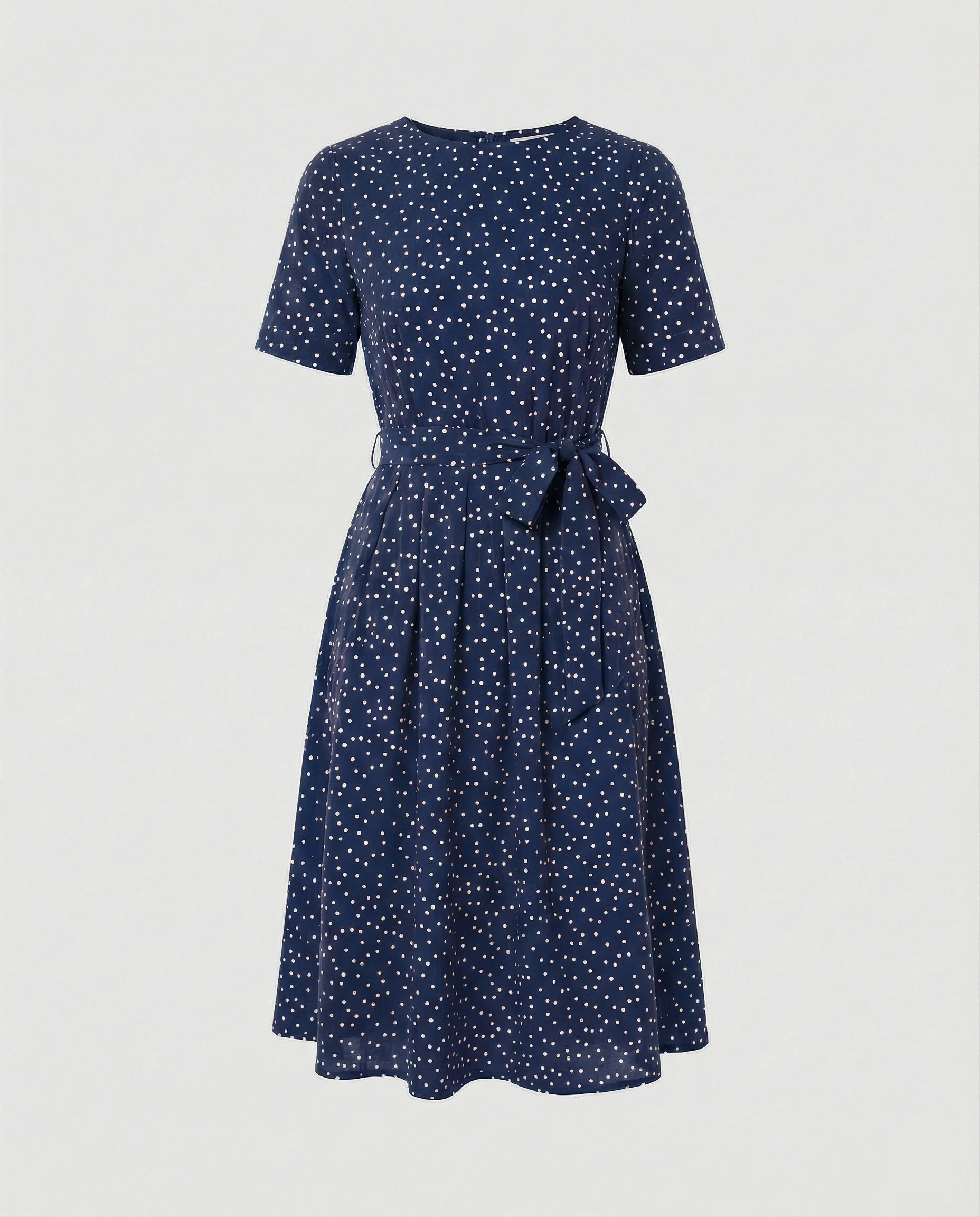 Damen Midi-Kleid mit Taillengürtel und Punkten - Image 2