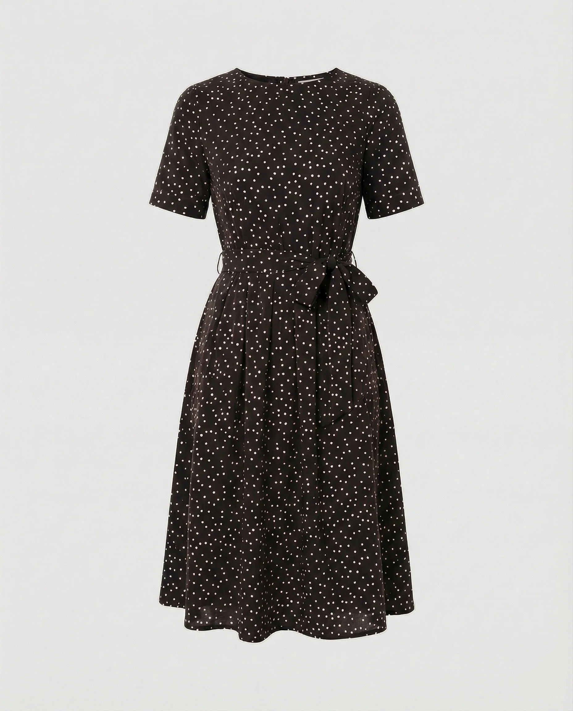Damen Midi-Kleid mit Taillengürtel und Punkten - Image 3