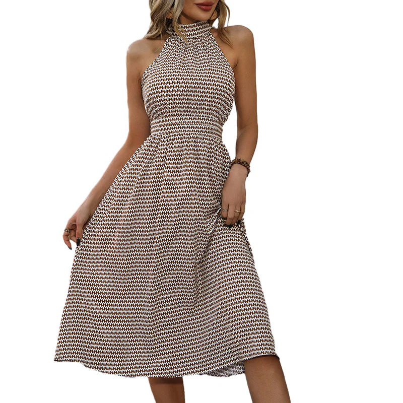 Damen Midikleid Aus Leichtem Material mit Hochgeschlossenem Design und Taillengürtel Heidi-Mode - Image 5