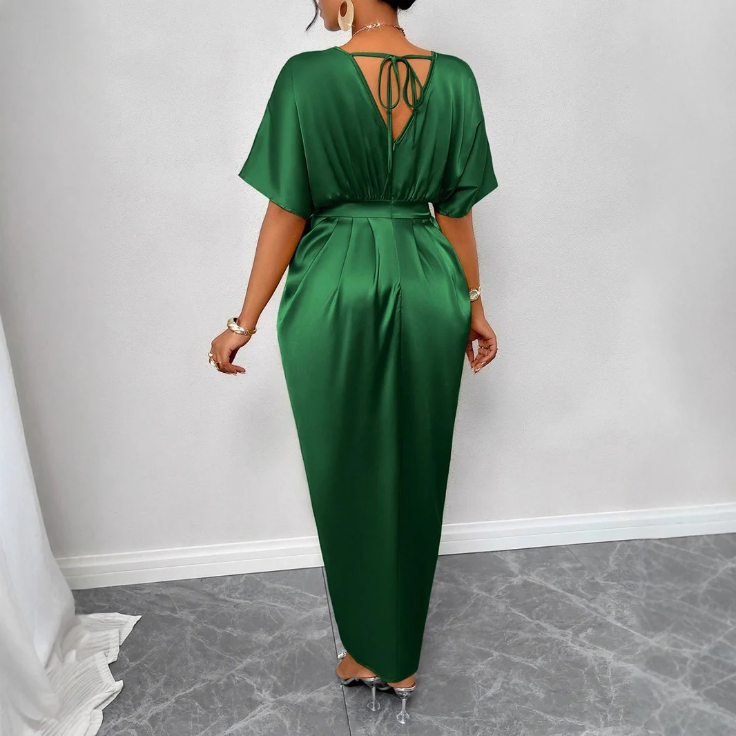 Damen Midikleid mit elegantem V-Ausschnitt und seitlichem Schlitz Heidi Mode - Image 3
