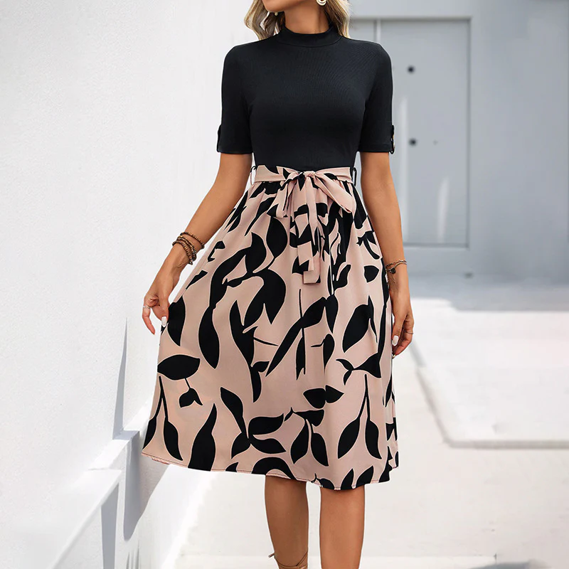 Damen Midikleid mit floralem Bindegürtel und eleganter Schnittführung Heidi-Mode - Image 2