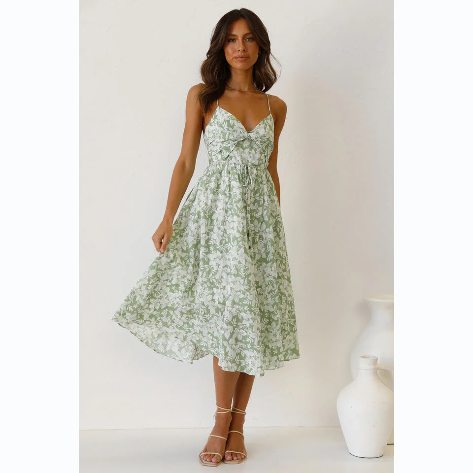 Damen Midikleid mit Floralem Muster und Verstellbaren Spaghettiträgern Heidi-Mode - Image 3