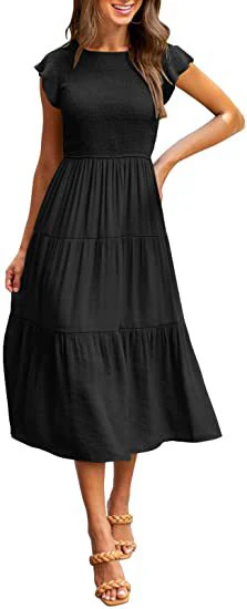 Damen Midikleid mit Gesmoktem Oberteil und Voluminösem Rock Heidi-Mode - Image 11