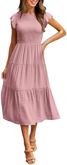 Damen Midikleid mit Gesmoktem Oberteil und Voluminösem Rock Heidi-Mode - Image 13