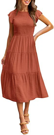 Damen Midikleid mit Gesmoktem Oberteil und Voluminösem Rock Heidi-Mode - Image 14