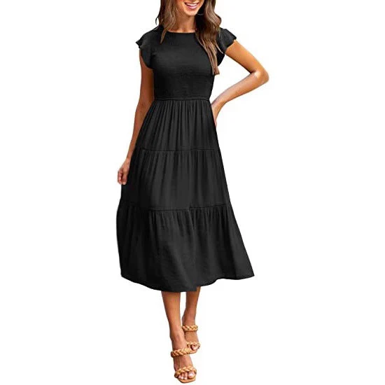 Damen Midikleid mit Gesmoktem Oberteil und Voluminösem Rock Heidi-Mode - Image 2