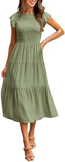 Damen Midikleid mit Gesmoktem Oberteil und Voluminösem Rock Heidi-Mode - Image 6