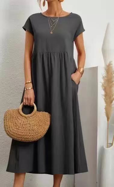 Damen Midikleid mit Lässigem Schnitt und Seitlichen Taschen Heidi-Mode - Image 2