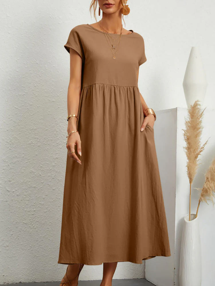 Damen Midikleid mit Lässigem Schnitt und Seitlichen Taschen Heidi-Mode - Image 4