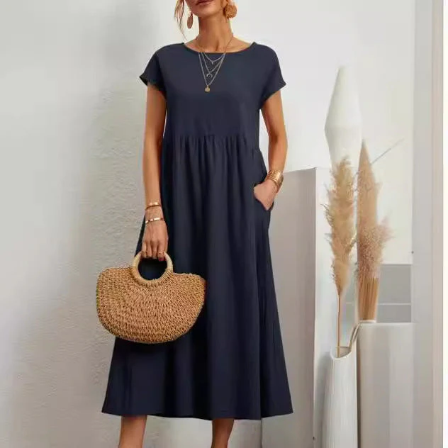 Damen Midikleid mit Lässigem Schnitt und Seitlichen Taschen Heidi-Mode - Image 9
