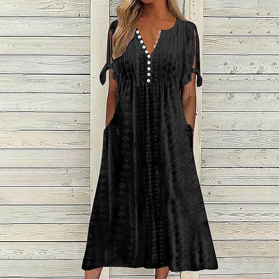 Damen Midikleid mit Luftiger Stickdetails und Praktischen Seitentaschen Heidi-Mode - Image 12