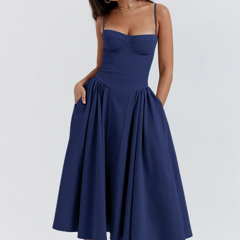 Damen Midikleid mit trägerlosem Design und voluminösem Faltenrock Heidi-Mode - Image 11