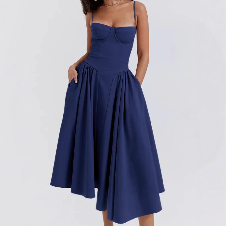 Damen Midikleid mit trägerlosem Design und voluminösem Faltenrock Heidi-Mode - Image 6