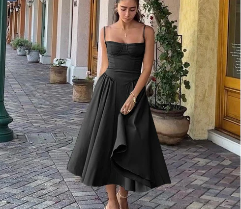 Damen Midikleid mit trägerlosem Design und voluminösem Faltenrock Heidi-Mode - Image 9
