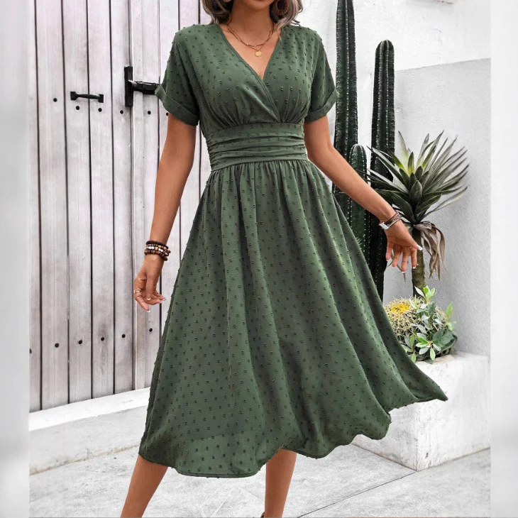 Damen Midikleid mit V-Ausschnitt und Taillenakzent Heidi-Mode - Image 4