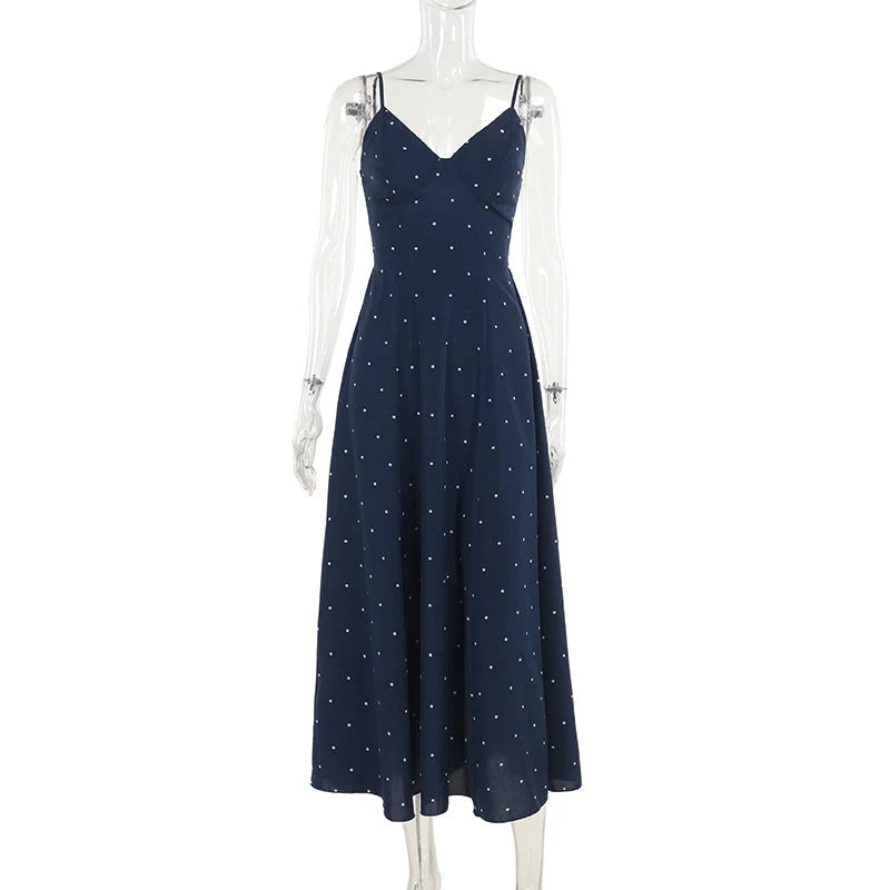 Damen Midikleid mit Zarten Spaghetti-Trägern und Punktuellem Design Heidi-Mode - Image 6