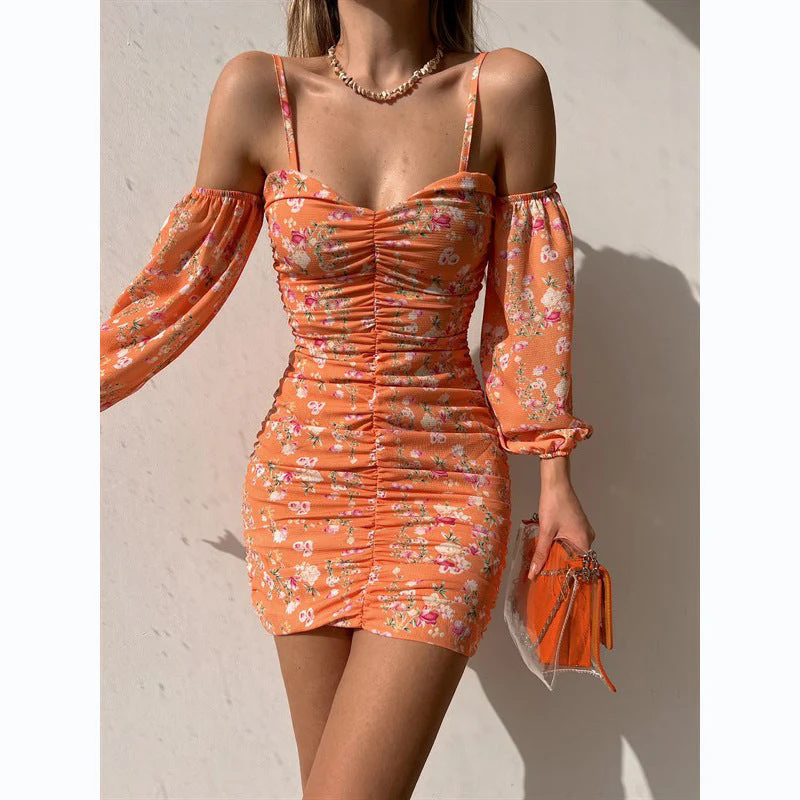 Damen Minikleid mit Schulterfreiem Design und Voluminösen Ärmeln Heidi-Mode - Image 2