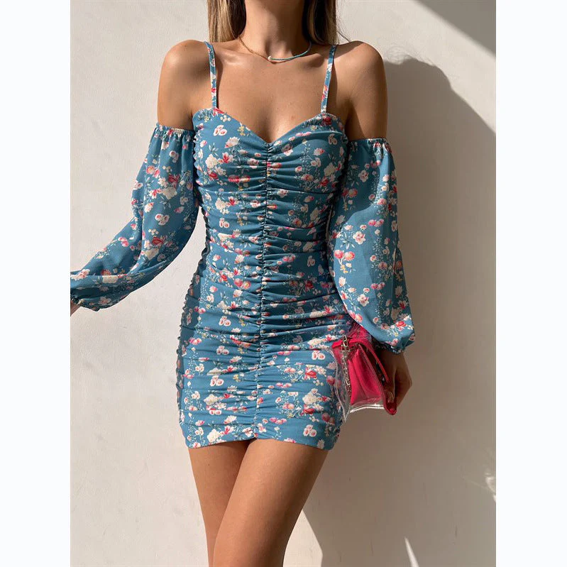 Damen Minikleid mit Schulterfreiem Design und Voluminösen Ärmeln Heidi-Mode - Image 3