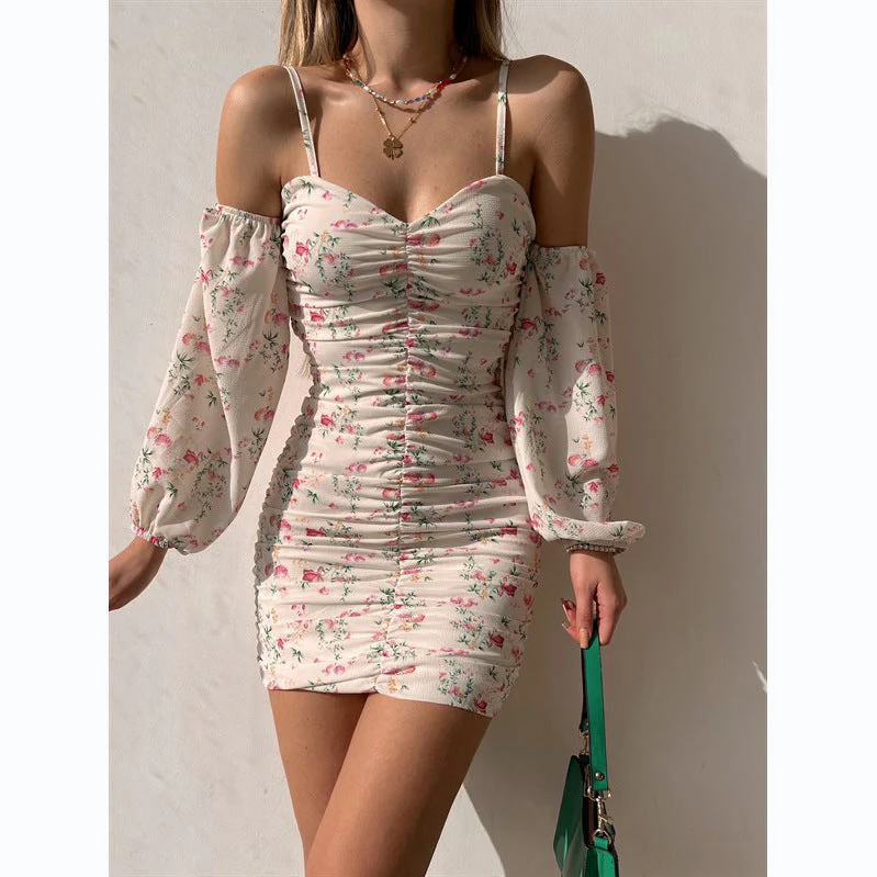 Damen Minikleid mit Schulterfreiem Design und Voluminösen Ärmeln Heidi-Mode - Image 6