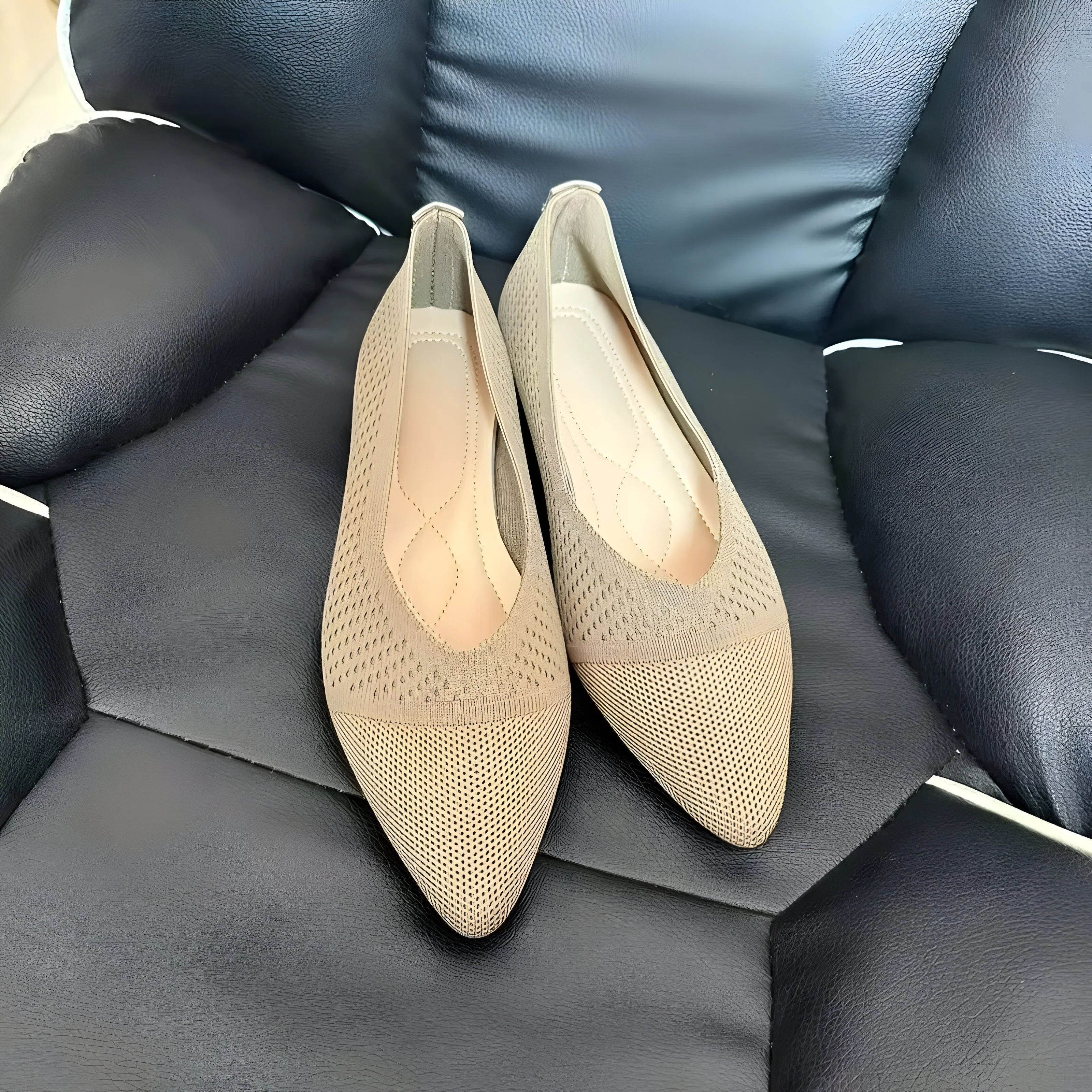 Charmaine | Damen Mode flache Schuhe, Casual Pointed Toe Knit Flats Heidi Mode - Image 4