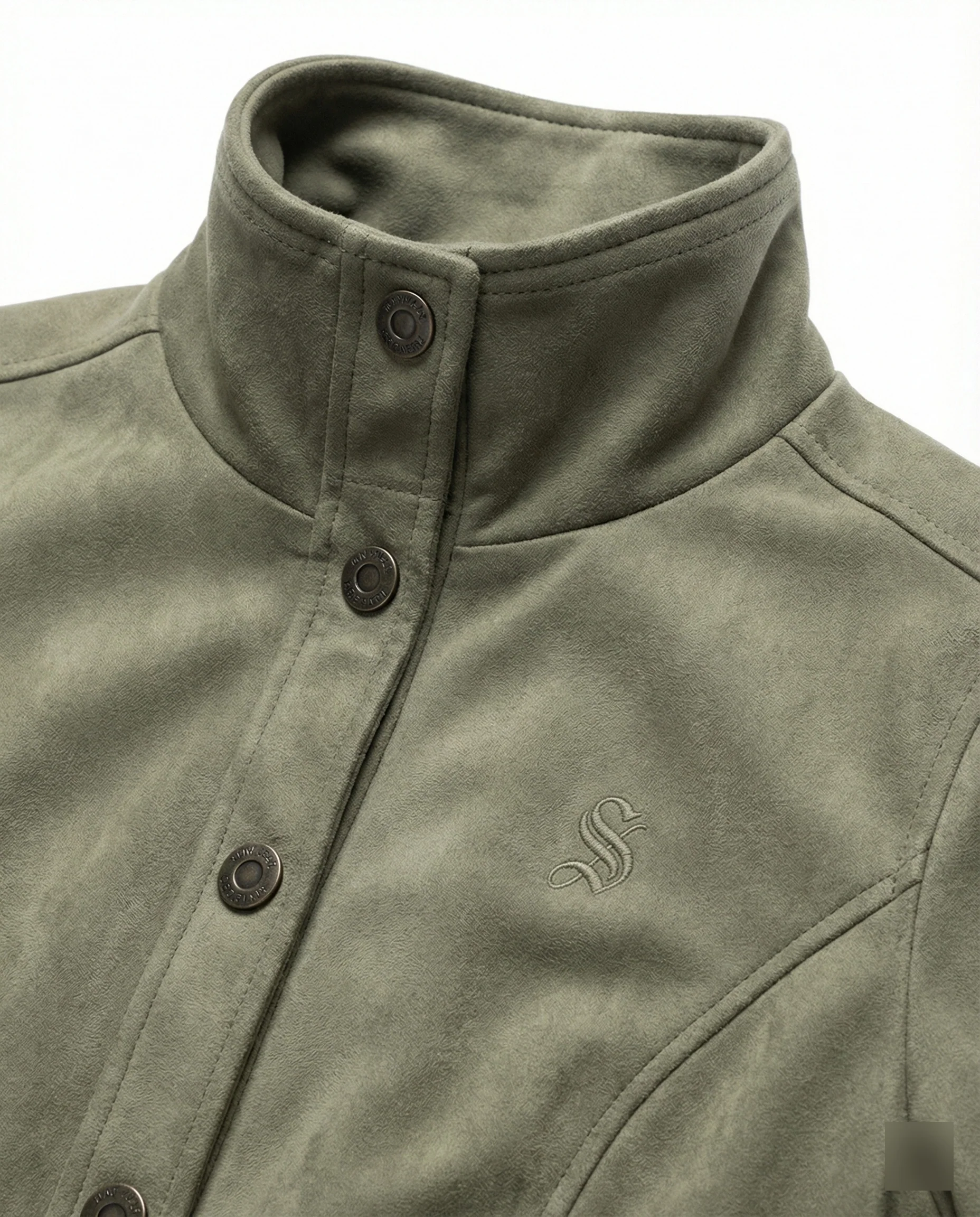 Damen Mode kaufen kurze Wildlederoptik Bomberjacke mit hohem Stehkragen und Rippbündchen Heidi-Mode - Image 2