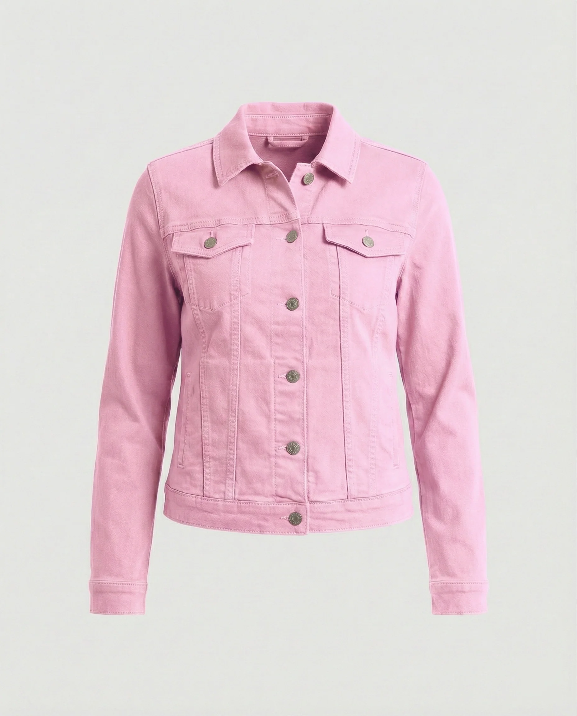 Damen Mode kurze klassische Jeansjacke mit aufgesetzten Brusttaschen und verkürztem Saum Heidi-Mode - Image 10