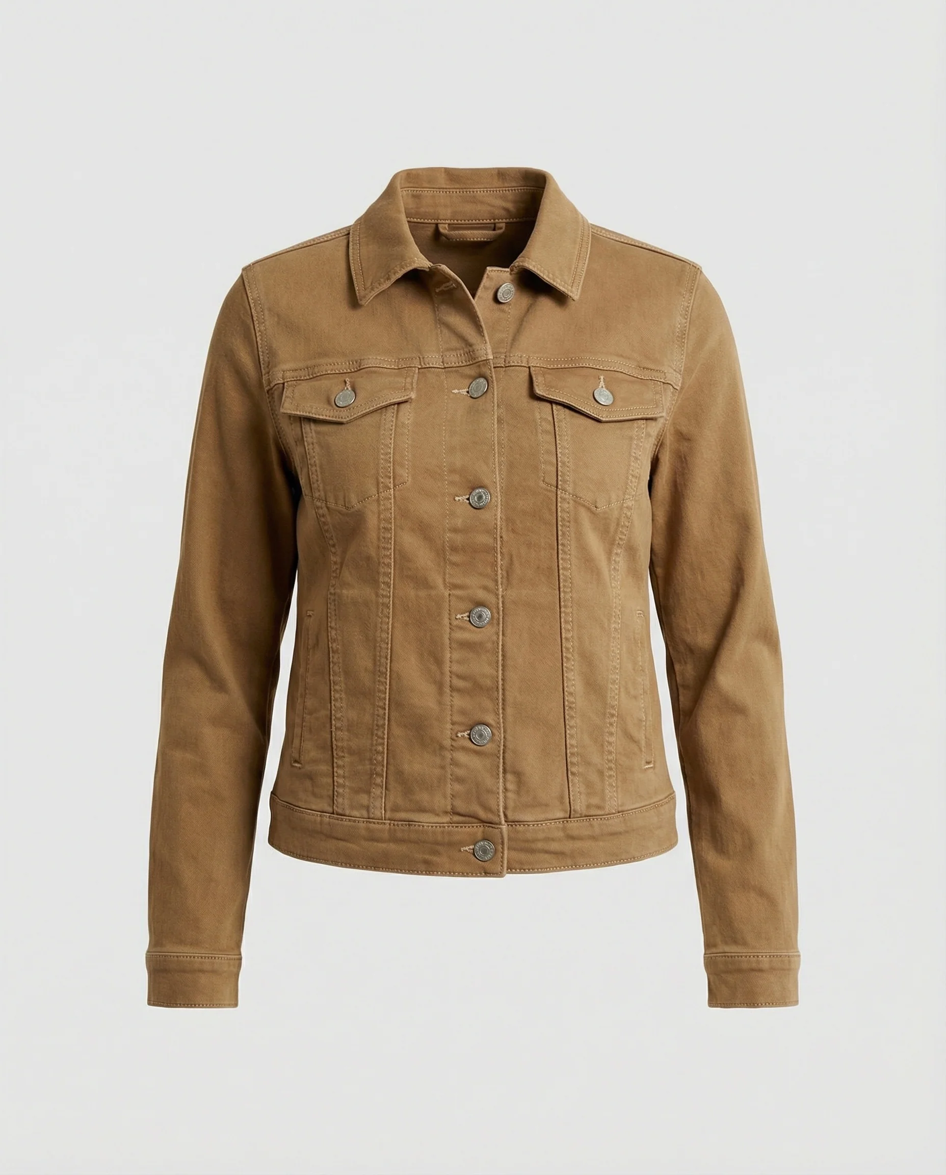 Damen Mode kurze klassische Jeansjacke mit aufgesetzten Brusttaschen und verkürztem Saum Heidi-Mode - Image 5