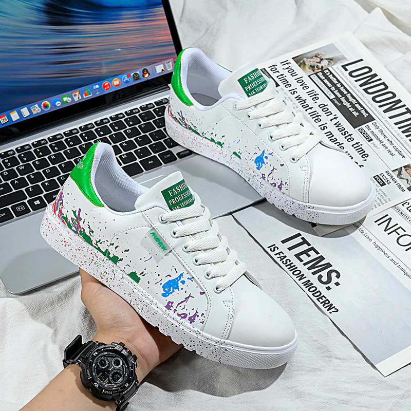 Damen Mode Sneakers mit farbenfrohem Spritzdesign und rutschfester Sohle Heidi Mode - Image 3