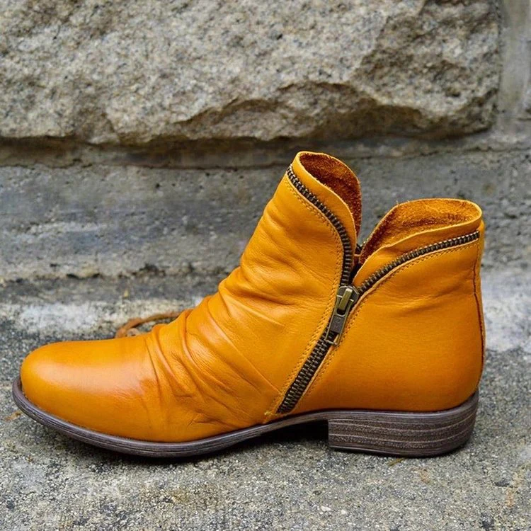 Damen moderne Ankle Boots mit asymmetrischem Reißverschluss und modischer Faltenoptik Heidi Mode - Image 10