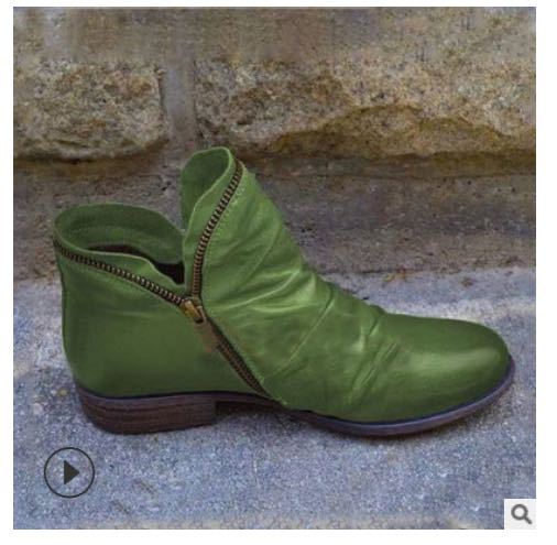 Damen moderne Ankle Boots mit asymmetrischem Reißverschluss und modischer Faltenoptik Heidi Mode - Image 9