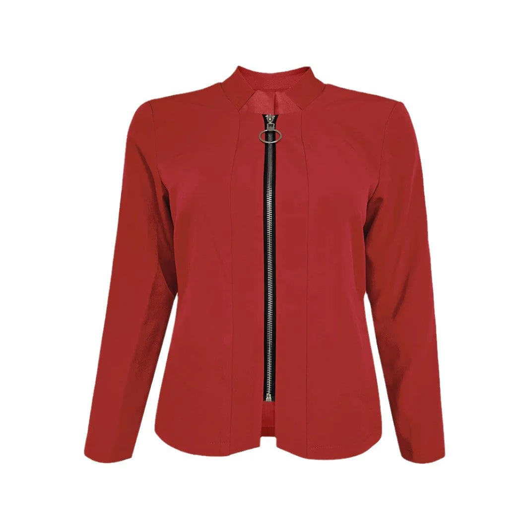Damen Moderne Blazerjacke mit Asymmetrischem Reißverschluss und Figurbetontem Schnitt Heidi-Mode - Image 3