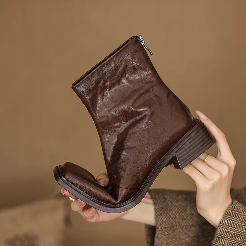 Damen moderne Chelsea Boots mit elegantem Glattleder und praktischem Reißverschluss Heidi Mode - Image 2