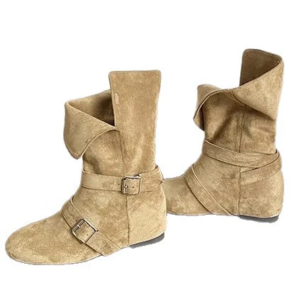 Damen Modische Ankle Boots mit ausgefallenem Klappdesign und dekorativen Schnallen Heidi Mode - Image 5