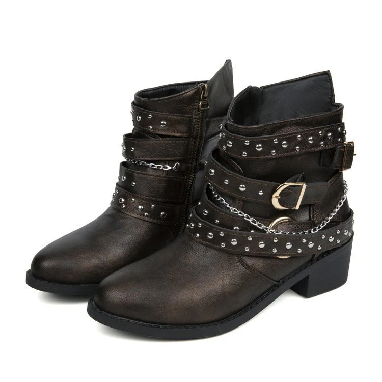 Damen modische Ankle Boots mit dekorativen Schnallen und stabiler Profilsohle Heidi Mode - Image 6