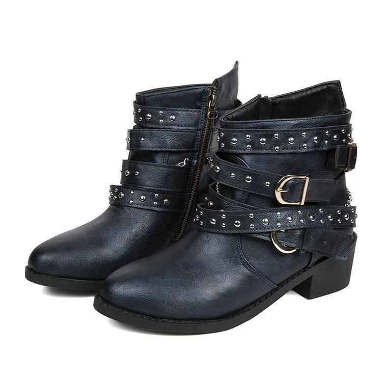 Damen modische Ankle Boots mit dekorativen Schnallen und stabiler Profilsohle Heidi Mode - Image 9