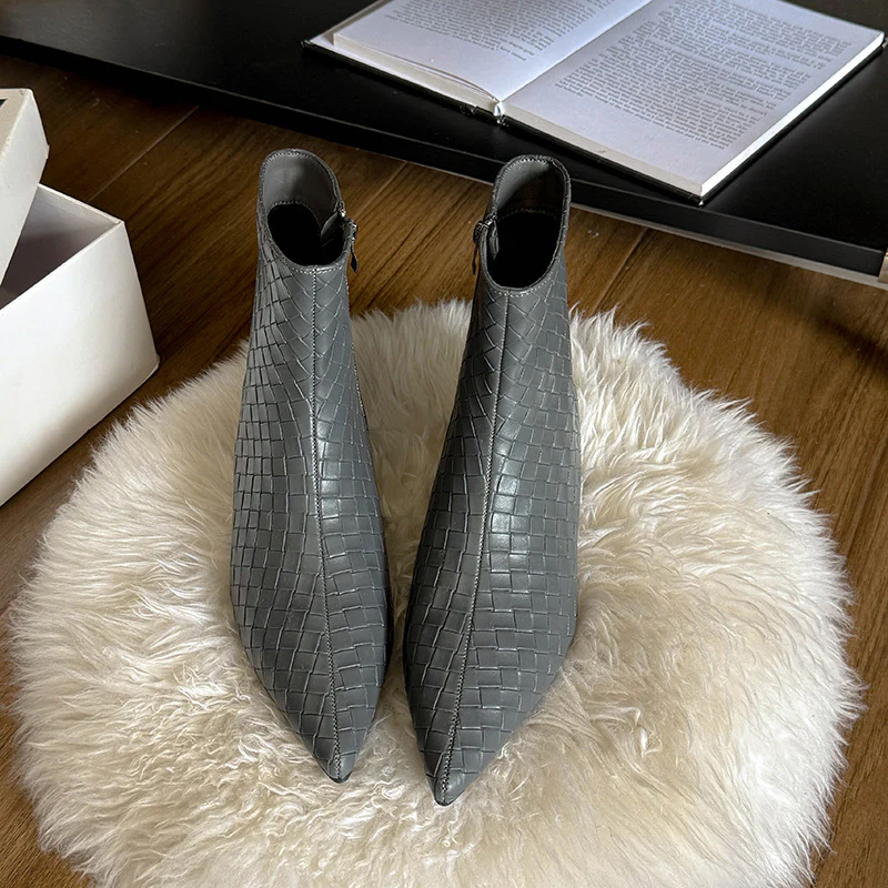 Damen modische Ankle Boots mit geflochtenem Design und eleganter Keilsohle Heidi Mode - Image 3