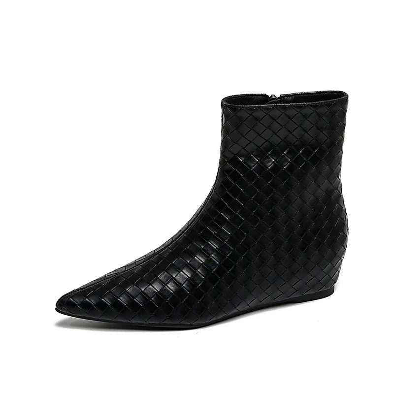 Damen modische Ankle Boots mit geflochtenem Design und eleganter Keilsohle Heidi Mode - Image 5