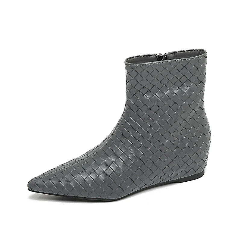 Damen modische Ankle Boots mit geflochtenem Design und eleganter Keilsohle Heidi Mode - Image 7