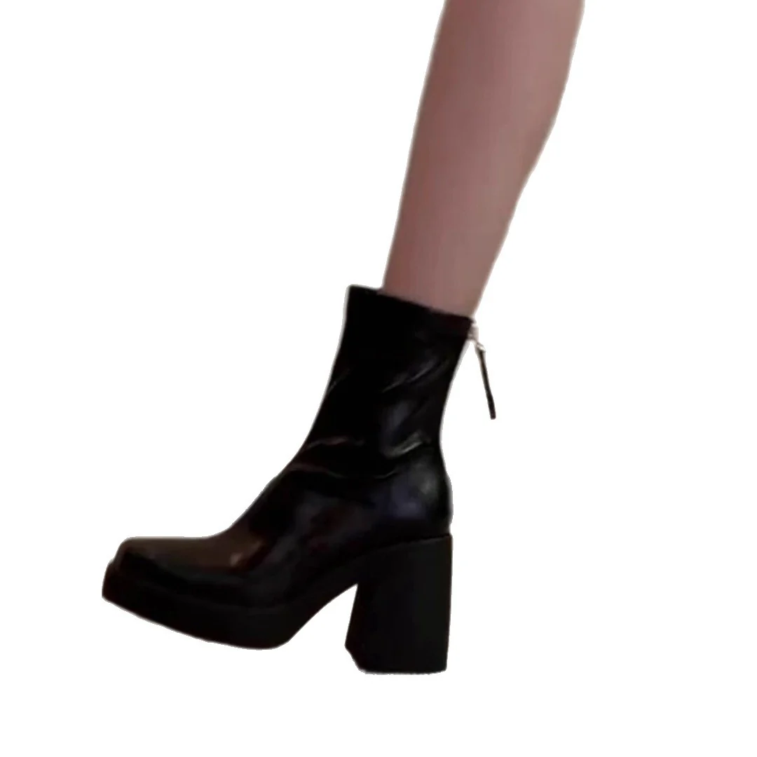 Damen modische Ankle Boots mit robustem Blockabsatz und eleganter Naht Heidi Mode - Image 5