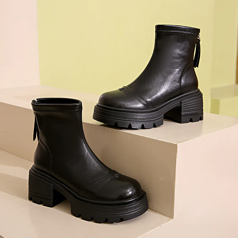 Damen modische Ankle Boots mit robustem Profil und praktischer Zipperöffnung Heidi Mode - Image 6