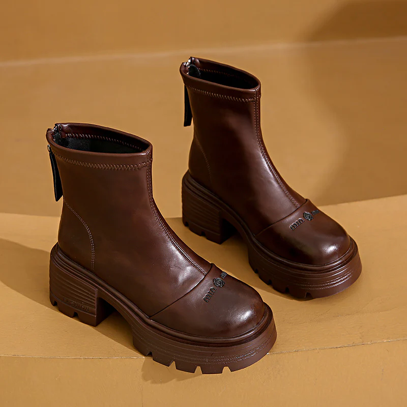 Damen modische Ankle Boots mit robustem Profil und praktischer Zipperöffnung Heidi Mode - Image 7