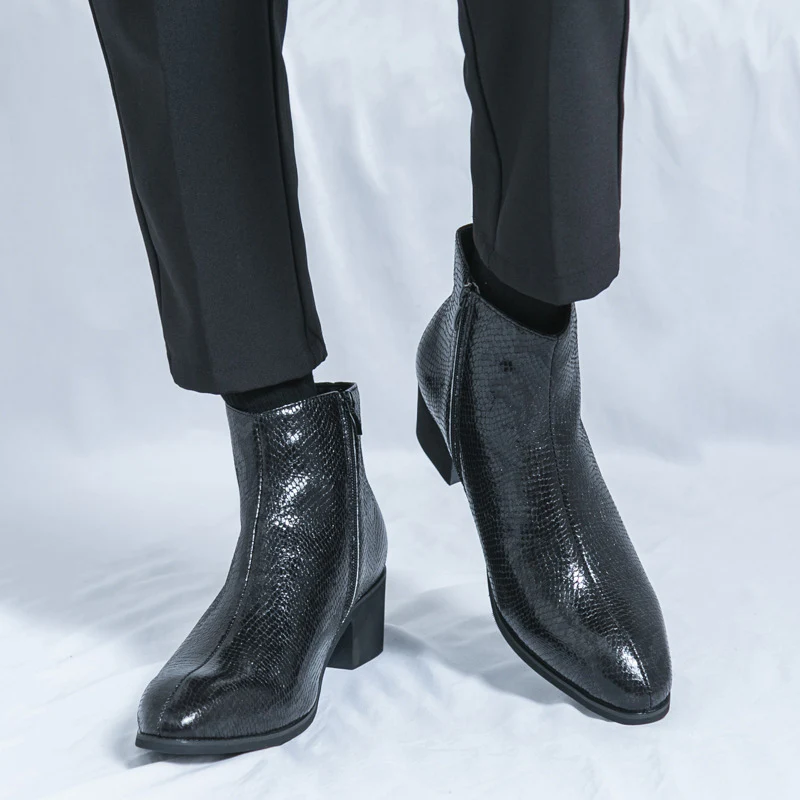Damen Modische Ankle Boots mit schickem Schlangenleder-Design Heidi Mode - Image 2