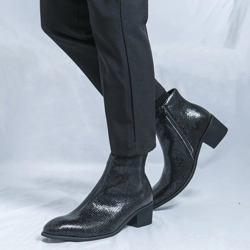 Damen Modische Ankle Boots mit schickem Schlangenleder-Design Heidi Mode - Image 4