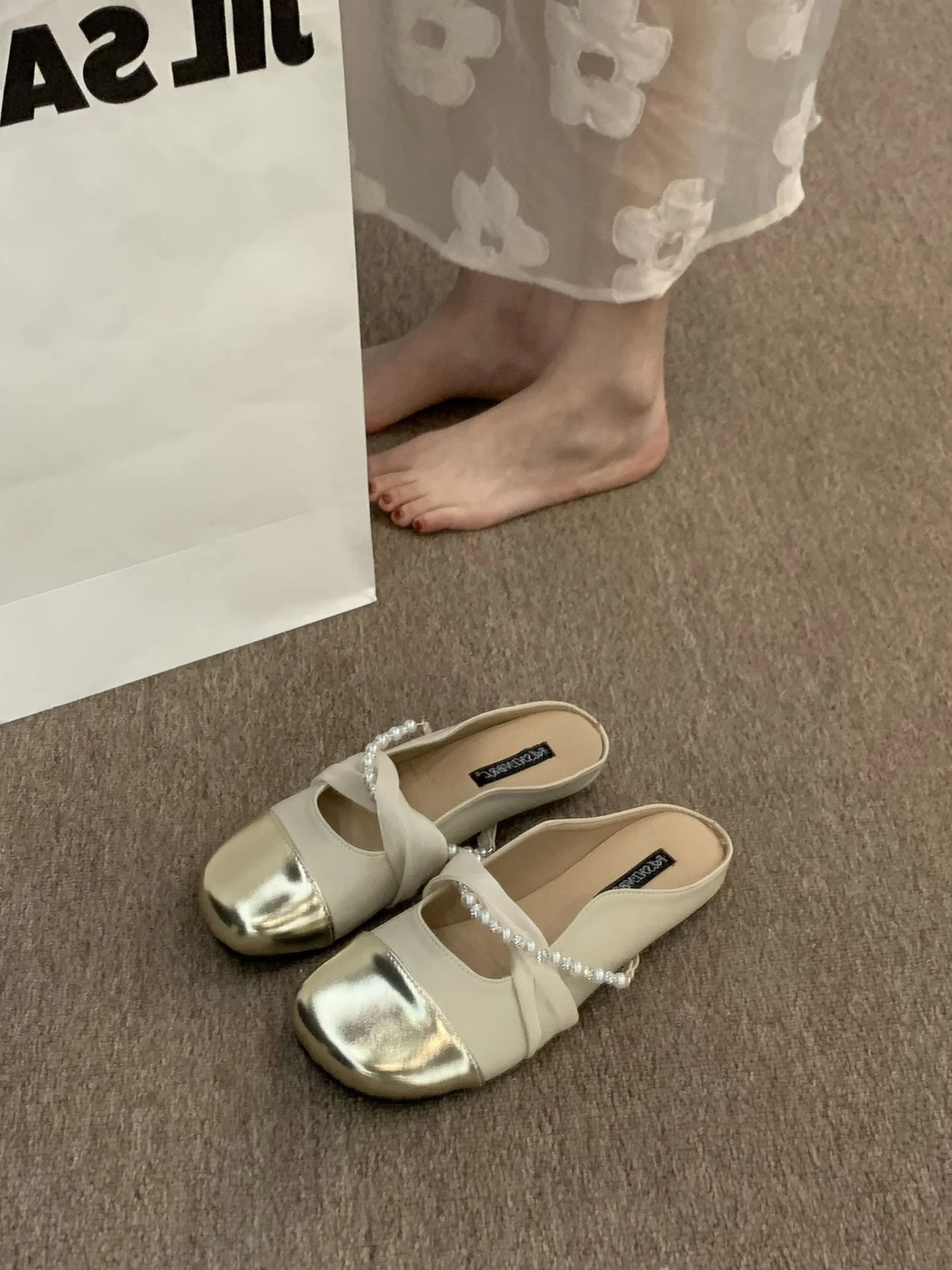 Damen Modische Ballerina-Pantoletten mit eleganter Perlenverzierung Heidi Mode - Image 8
