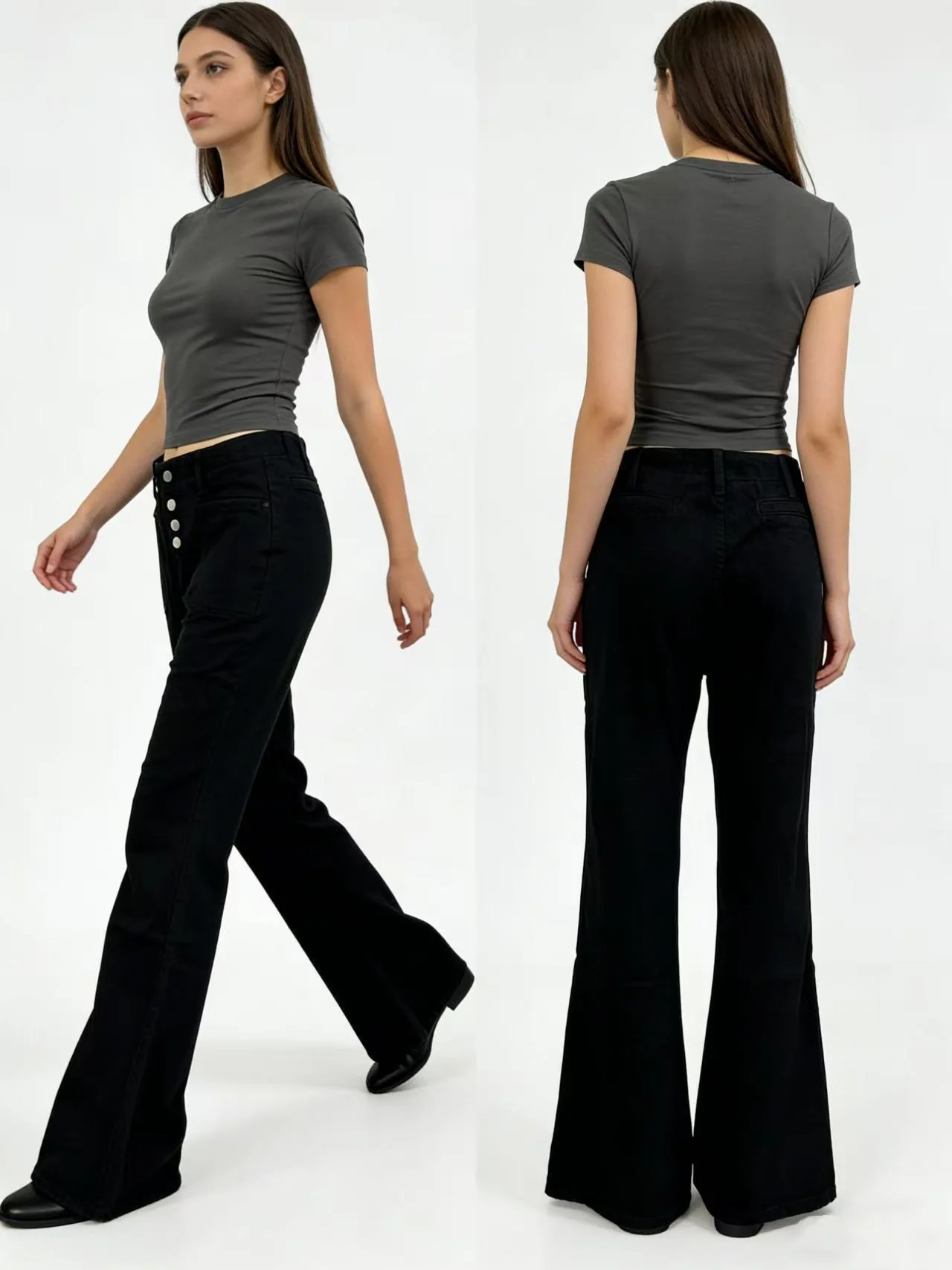 Damen Bootcut Jeans mit hohem Bund und Knopfleiste - Image 6
