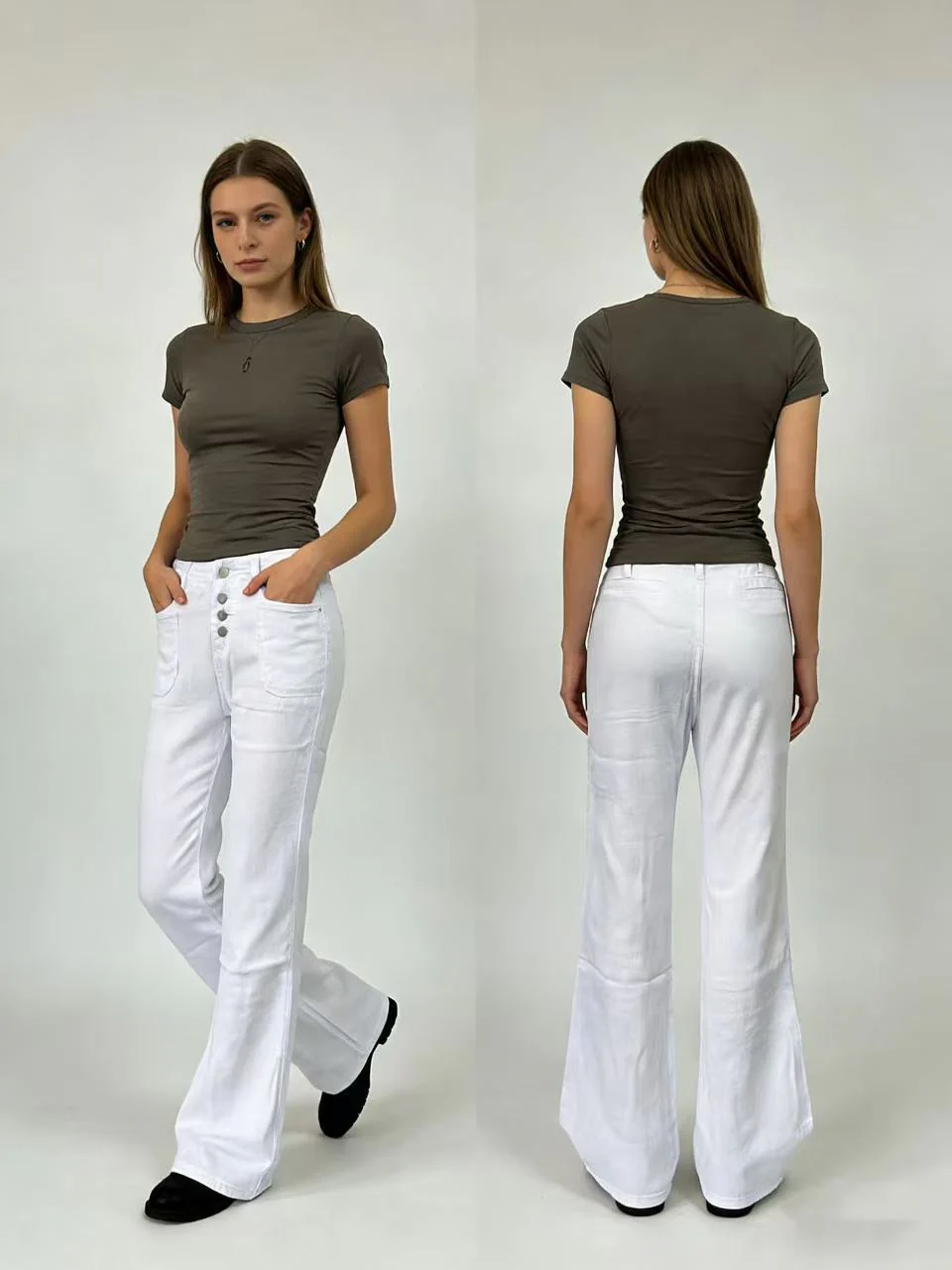 Damen Bootcut Jeans mit hohem Bund und Knopfleiste - Image 7