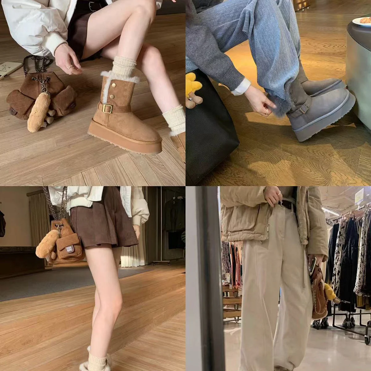 Damen modische Booties mit weichem Kunstfellkragen und praktischem Schnallenverschluss Heidi Mode - Image 3
