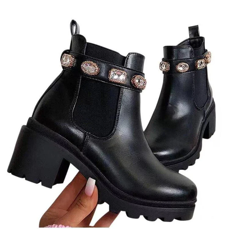 Damen modische Chelsea Boots mit funkelnden Akzent-Schnallen Heidi Mode - Image 3