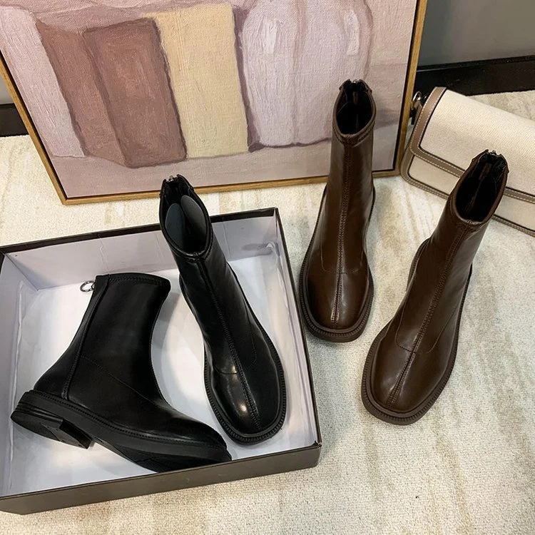 Damen Modische Chelsea-Stiefel mit flexiblem Reißverschluss und strapazierfähiger Sohle Heidi Mode - Image 2